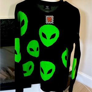 Dressed in Lala Too Cool For You Alien Sweater NWT PET FREE/SMOKE FREE